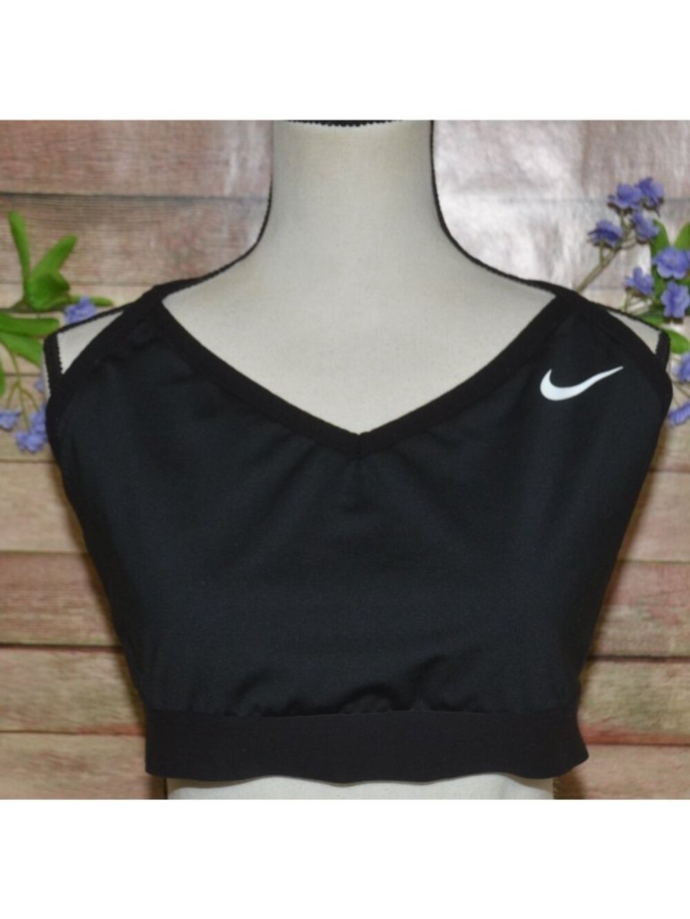 Nike Women’s Plus Dri-FIT Indy V-Neck Racerback Bra Black Size 2X NO Pads